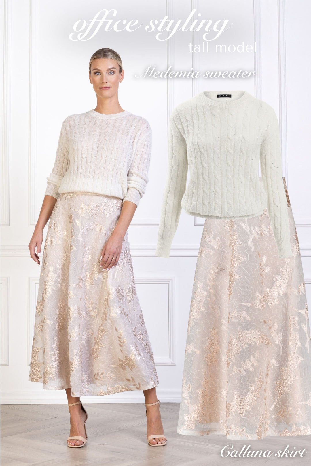 MEDEMIA STONE IVORY CABLE-KNIT ALPACA WOOL BLEND SWEATER