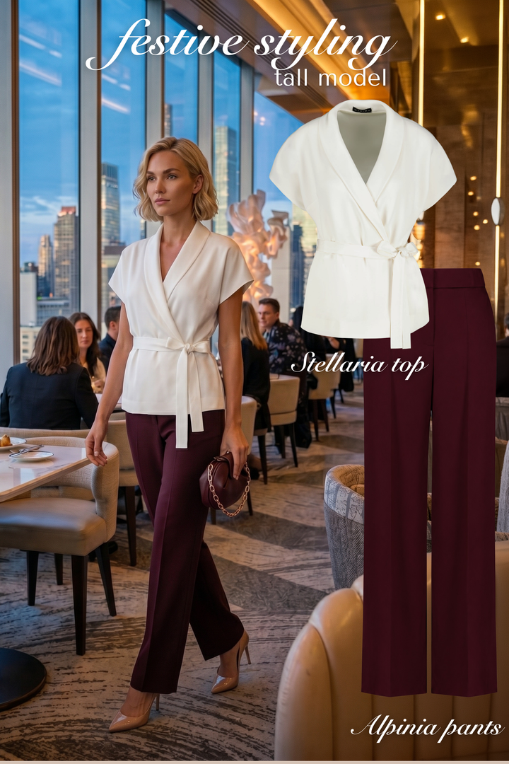 ALPINIA BURGUNDY FINE WOOL WIDE-LEG SUIT PANTS