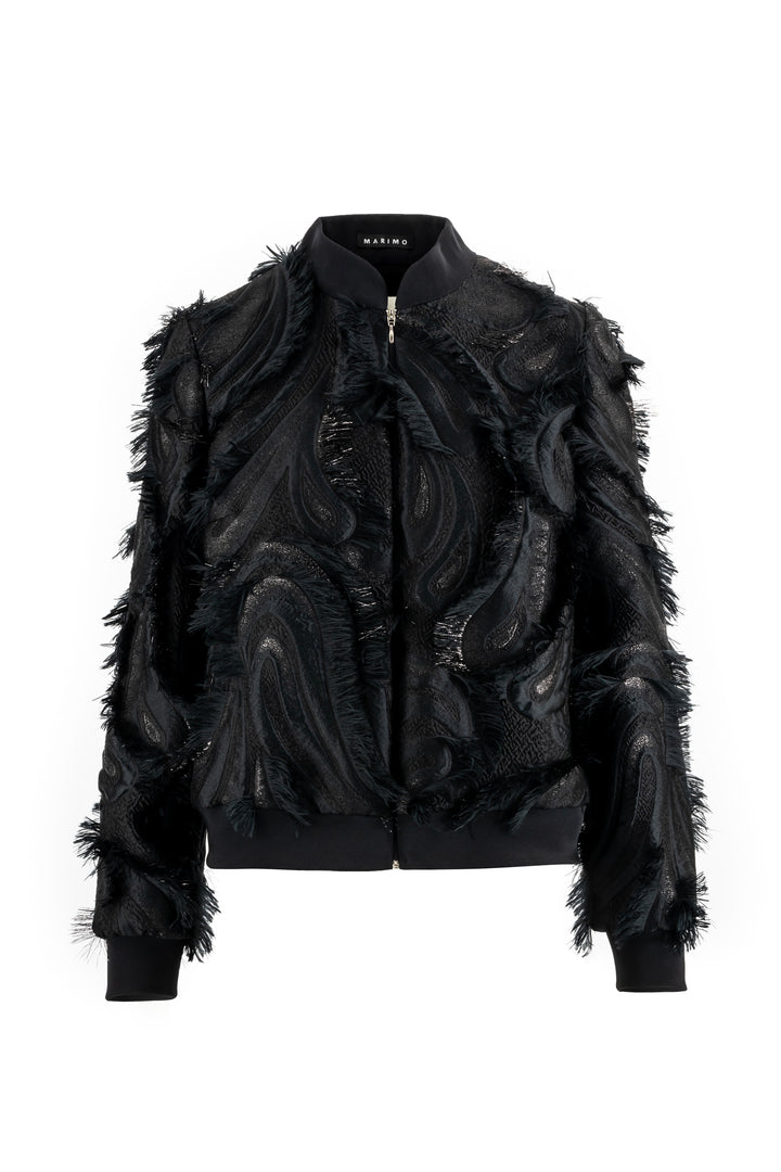 GRACILARIA BLACK JACQUARD BOMBER JACKET