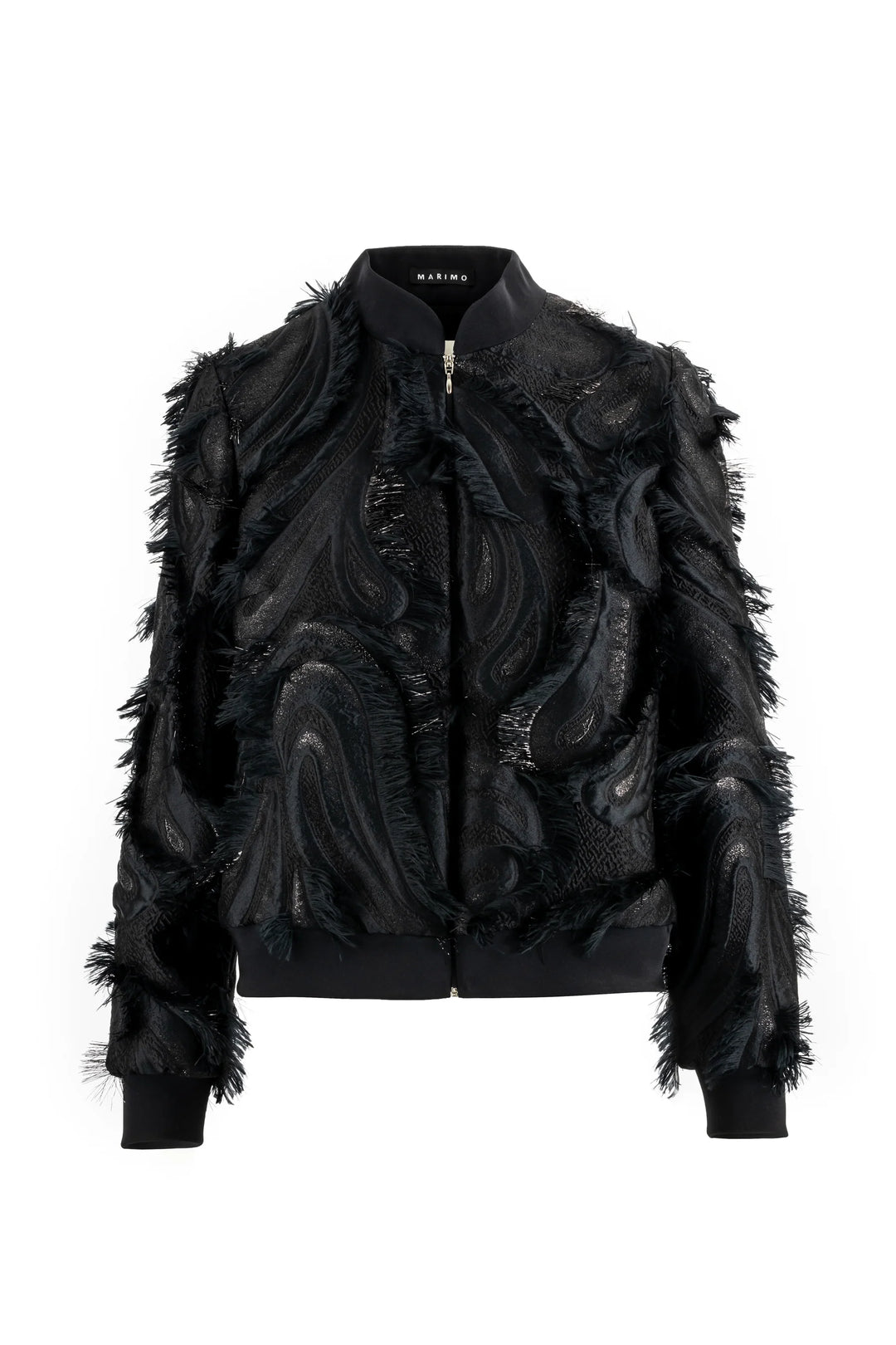 GRACILARIA BLACK JACQUARD BOMBER JACKET & GLORIOSA BLACK JACQUARD MIDI SKIRT