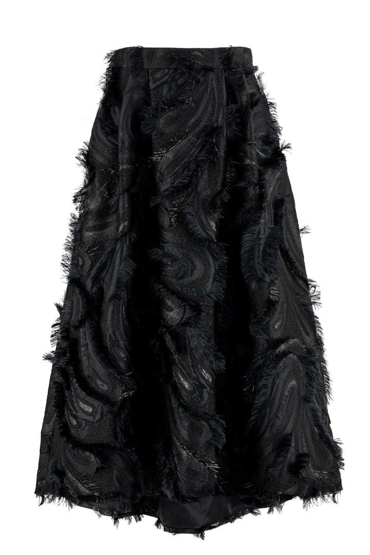 GRACILARIA BLACK JACQUARD BOMBER JACKET & GLORIOSA BLACK JACQUARD MIDI SKIRT
