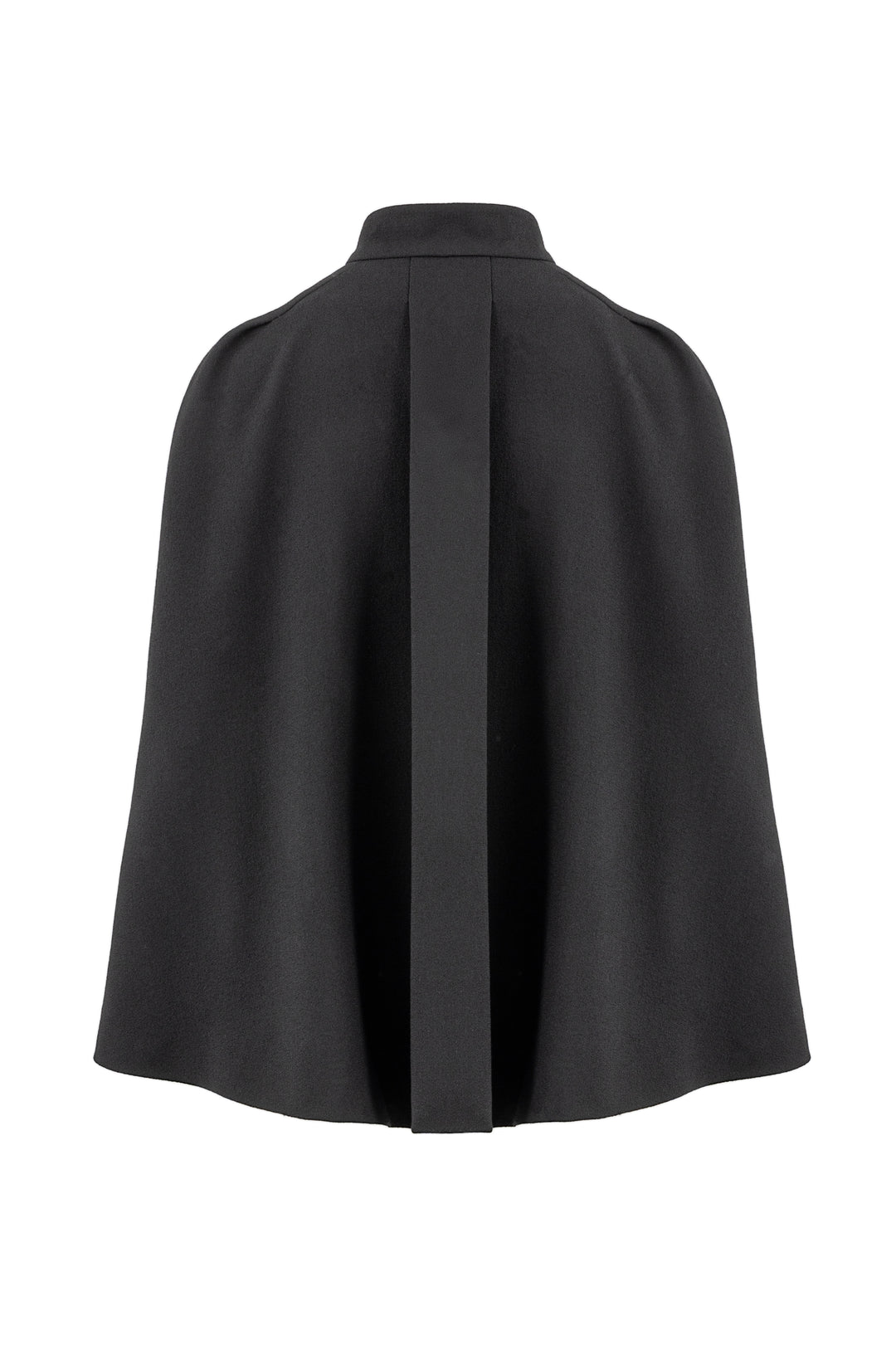 GALATELLA BLACK WOOL CREPE CAPE WITH CRYSTAL BELT