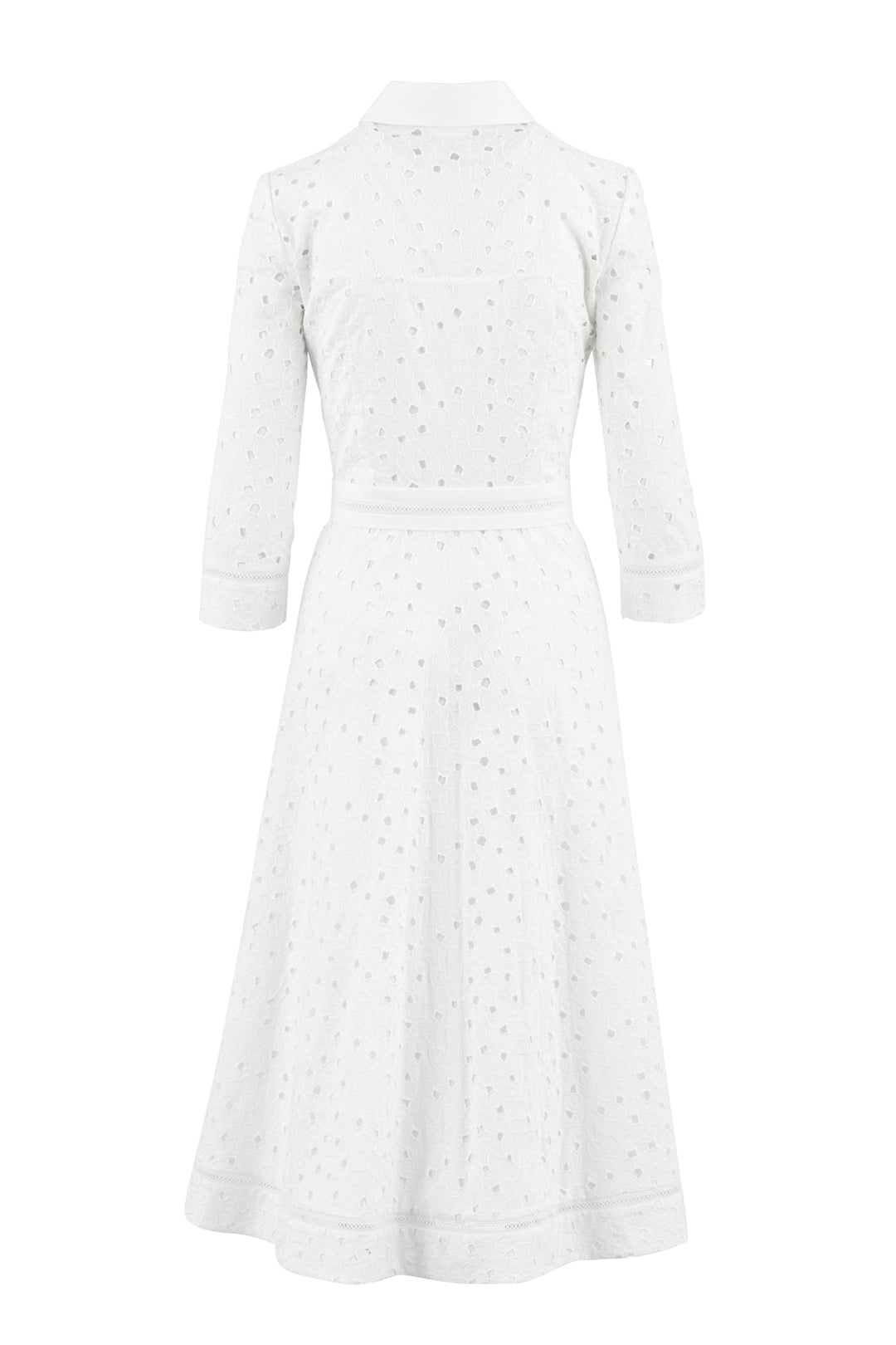 EULOPHIA WHITE FLORAL BRODERIE ANGLAISE COTTON-POPLIN MIDI SHIRT DRESS