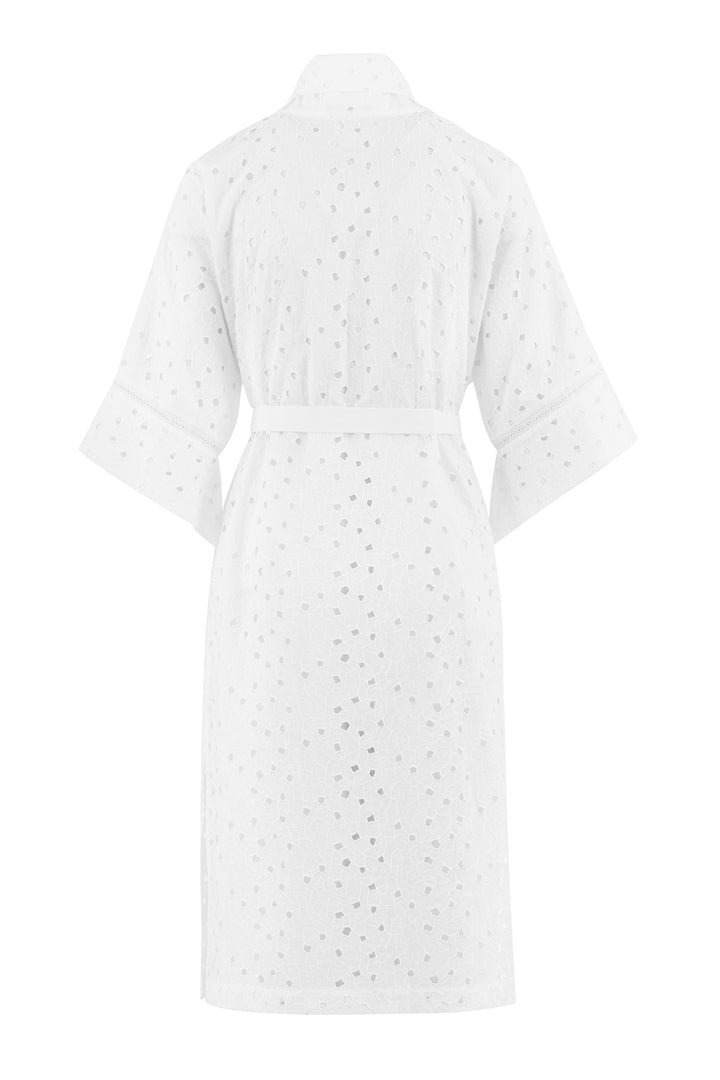 DADISCA WHITE FLORAL BRODERIE ANGLAISE COTTON-POPLIN KIMONO COVER-UP