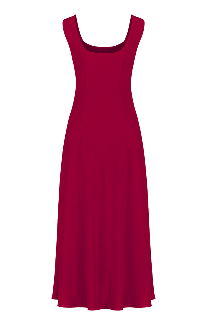 ALOCASIA DEEP RED SILK SLIP DRESS