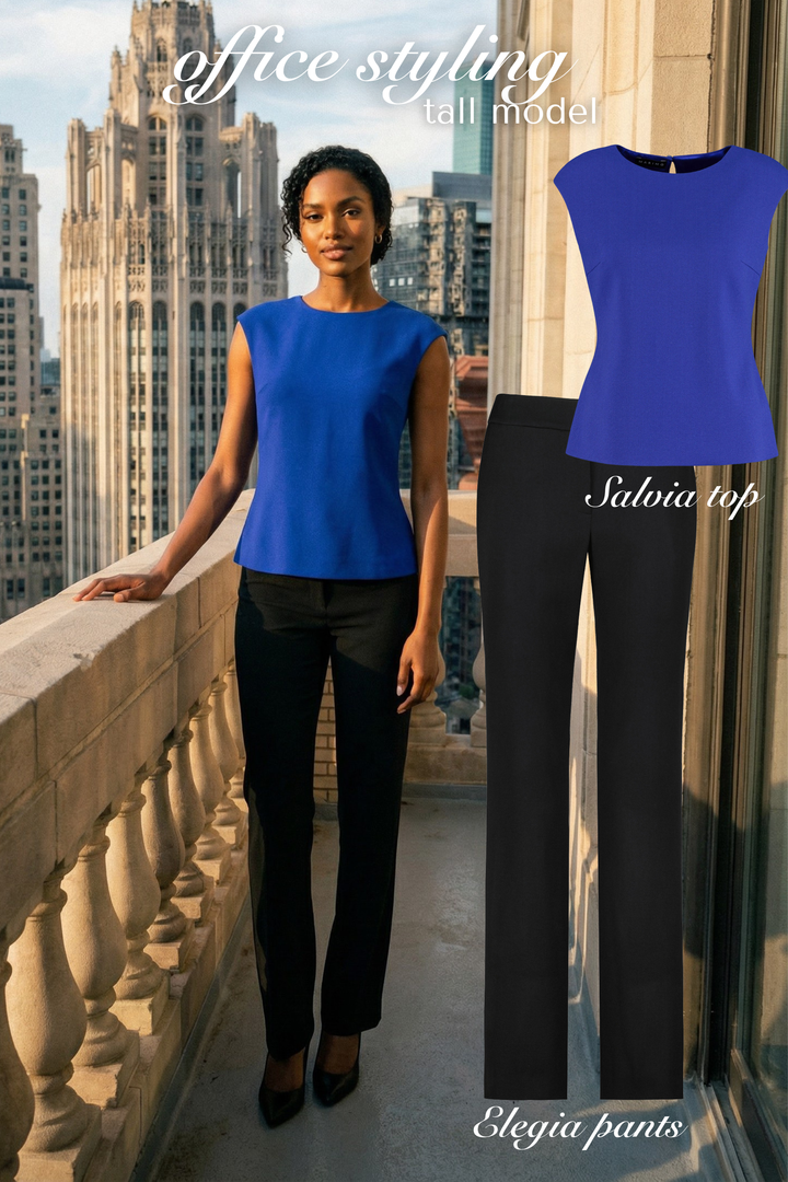 SALVIA ROYAL BLUE WOOL CREPE BLOUSE