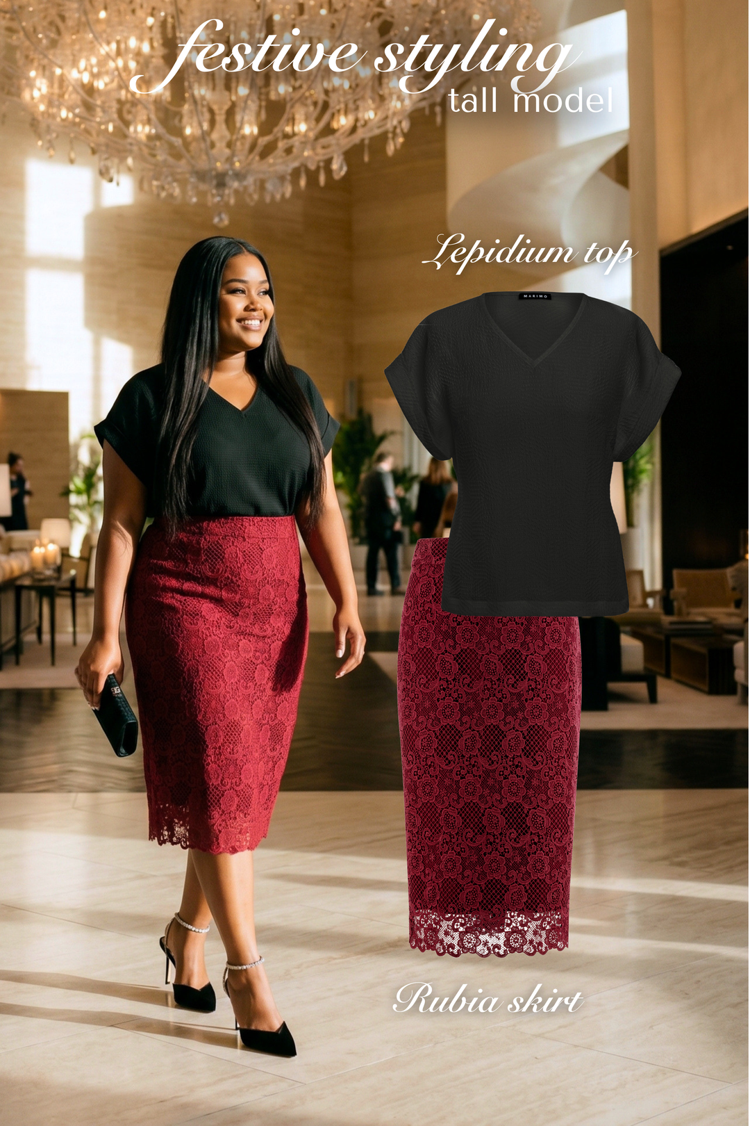 LEPIDIUM BLACK SILK JAQUARD V-NECK TOP
