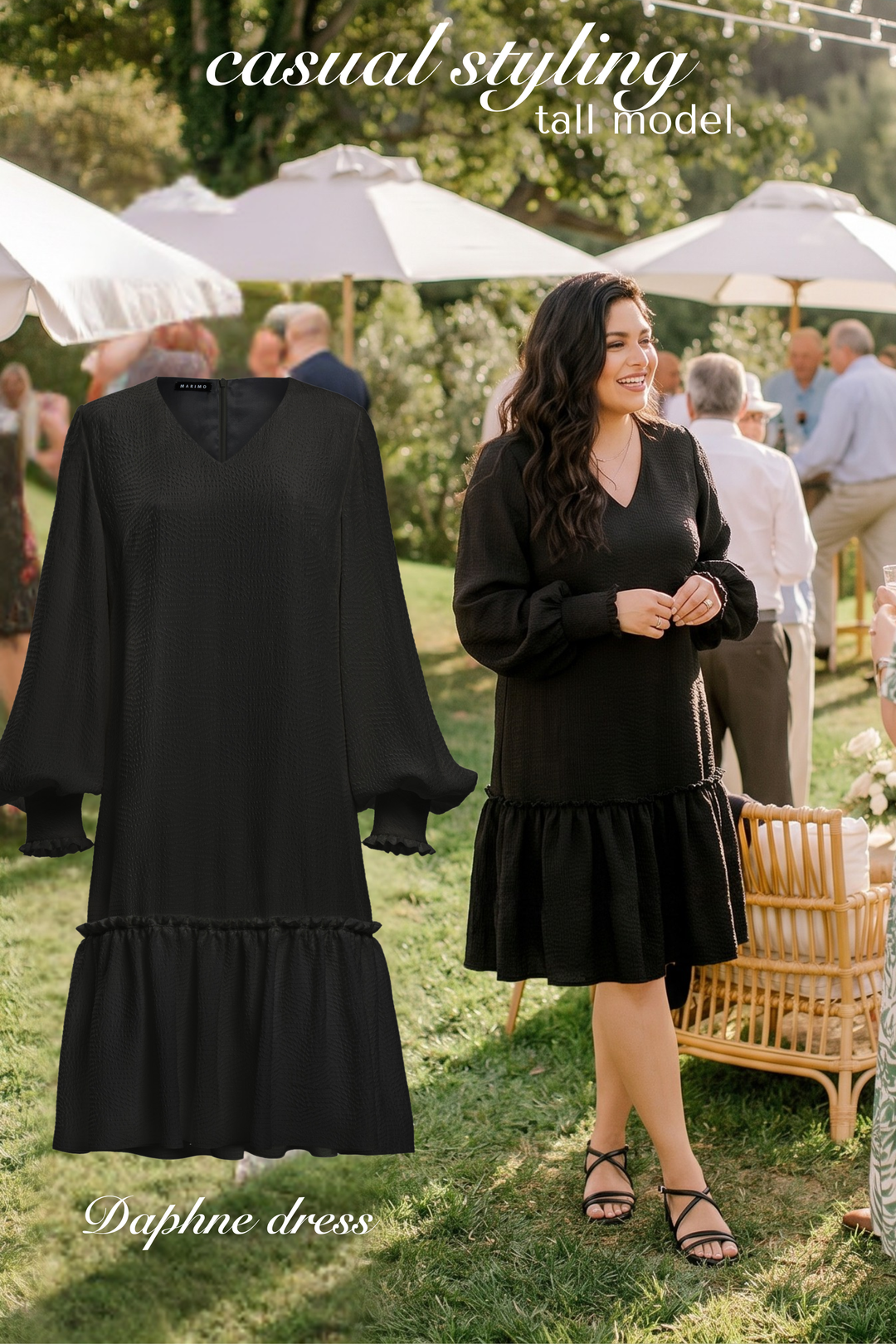 DAPHNE BLACK SILK JACQUARD DRESS WITH SLEEVES