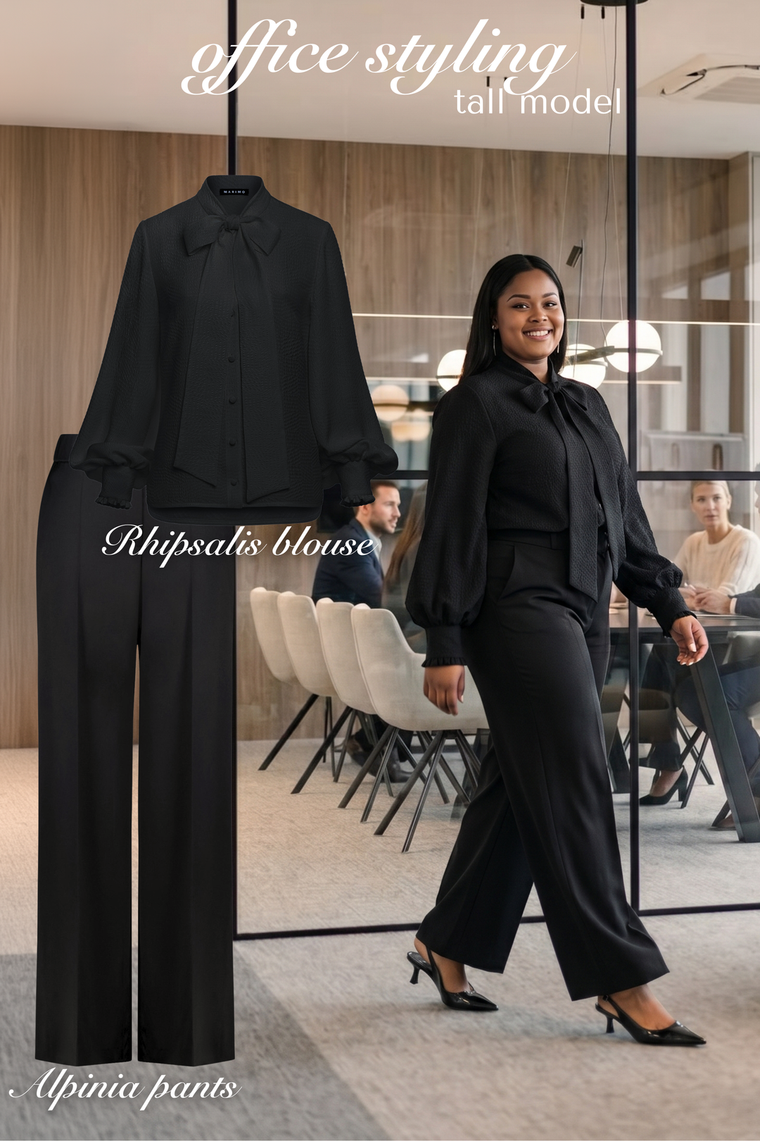 RHIPSALIS BLACK SILK JAQUARD NECK TIE BLOUSE