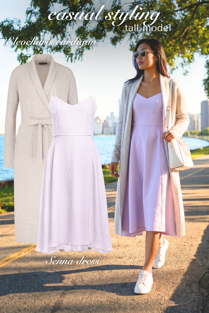 SENNA LAVENDER SILK JACQUARD SPAGHETTI STRAP DRESS