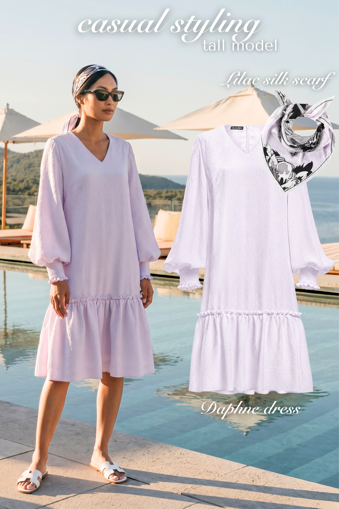 DAPHNE LAVENDER SILK JACQUARD DRESS WITH SLEEVES