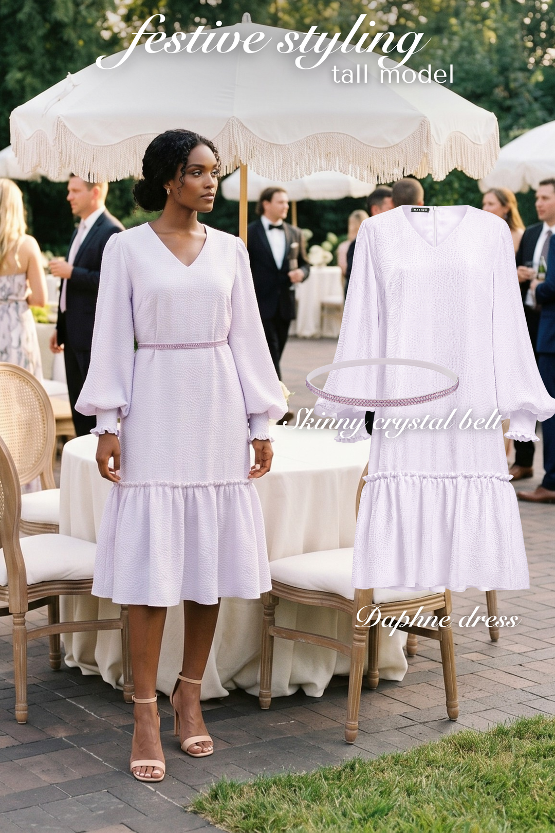 DAPHNE LAVENDER SILK JACQUARD DRESS WITH SLEEVES