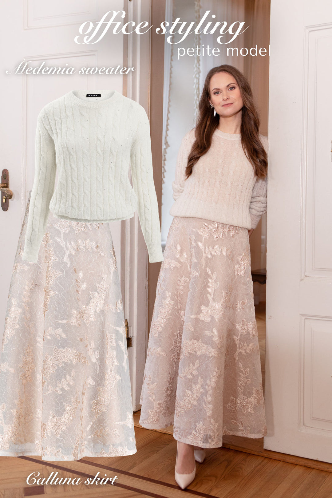 MEDEMIA STONE IVORY CABLE-KNIT ALPACA WOOL BLEND SWEATER