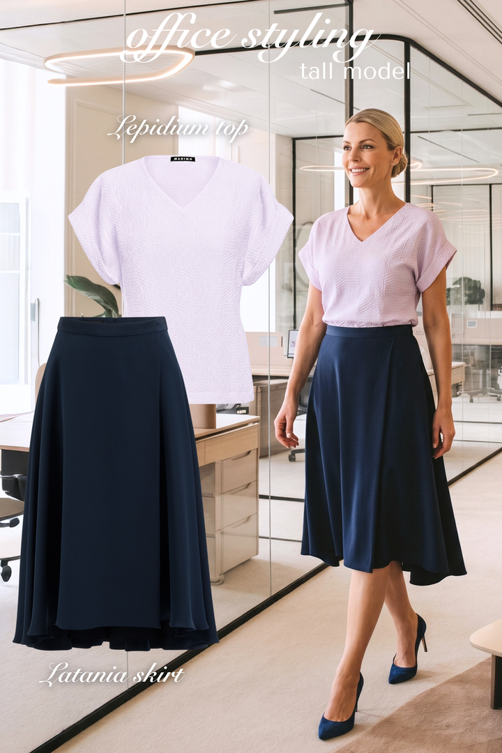 LEPIDIUM LAVENDER SILK JAQUARD V-NECK TOP