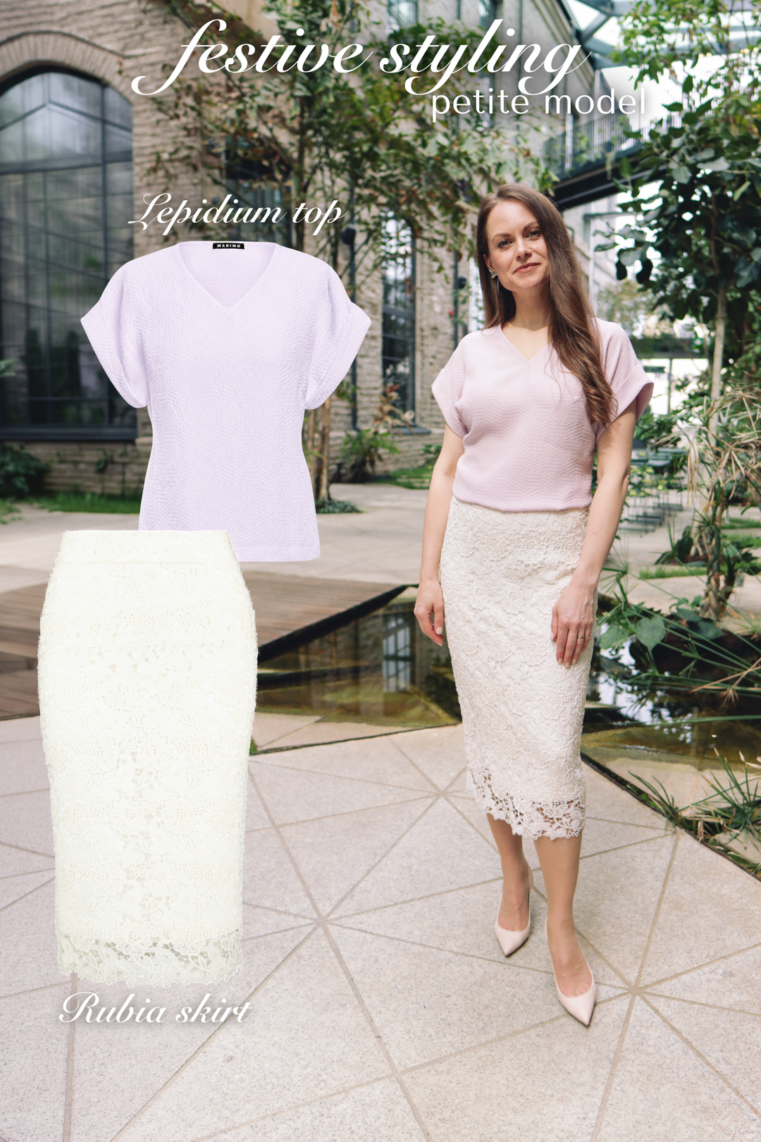 LEPIDIUM LAVENDER SILK JAQUARD V-NECK TOP
