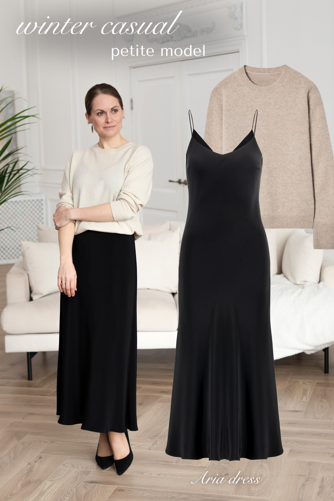 ARIA BLACK SILK SLIP DRESS WITH BOW DETAILS Marimo Fashion ARIA BLACK SILK SLIP DRESS WITH BOW DETAILS Marimo Fashion