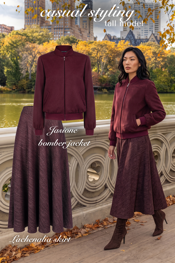 JASIONE BURGUNDY CASHMERE BOMBER JACKET