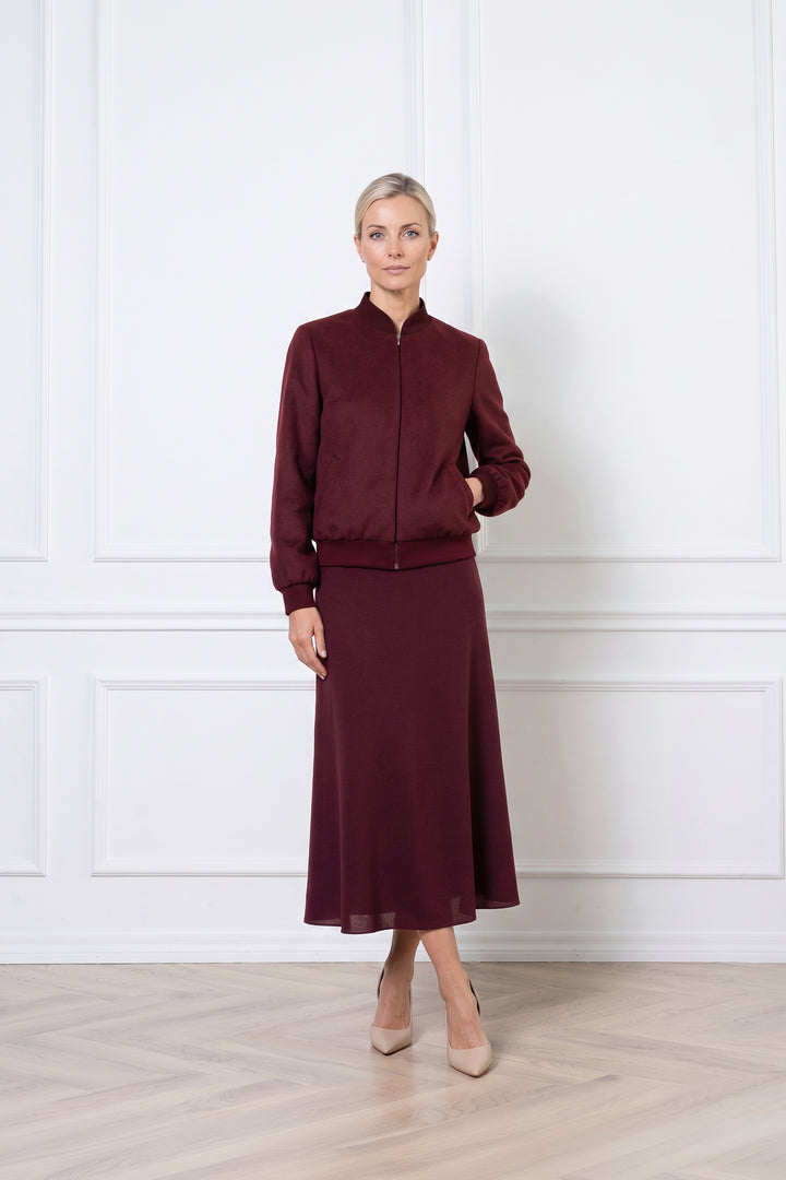 JASIONE BURGUNDY CASHMERE BOMBER JACKET