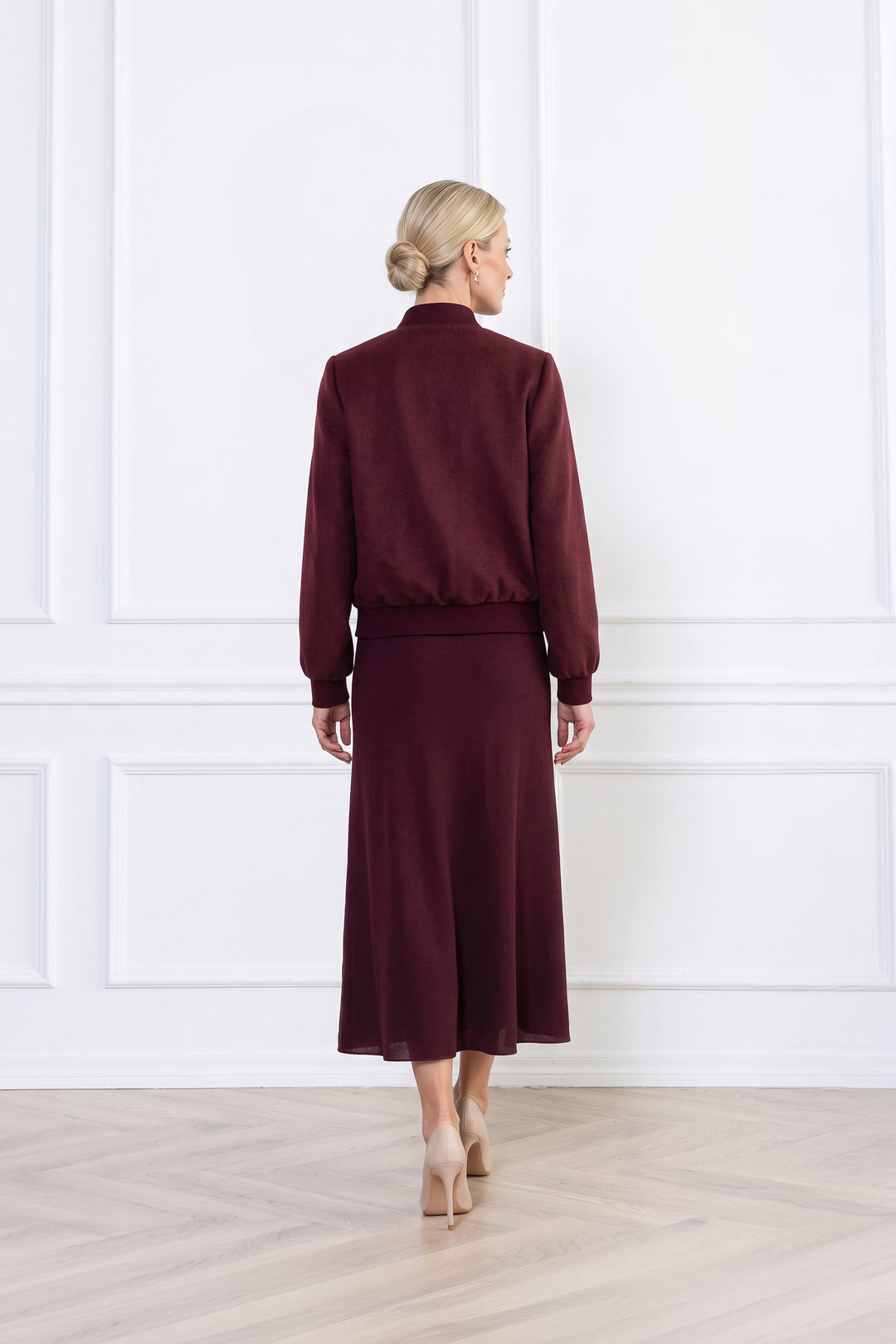 JASIONE BURGUNDY CASHMERE BOMBER JACKET