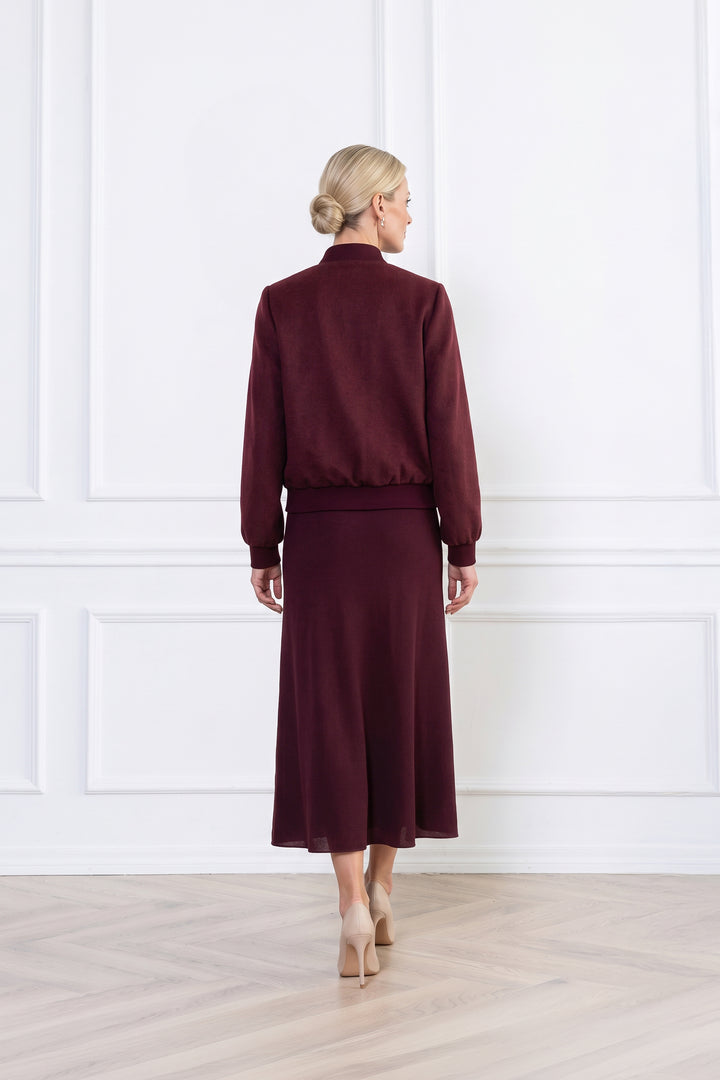 JASIONE BURGUNDY CASHMERE BOMBER JACKET