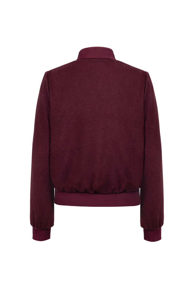 JASIONE BURGUNDY CASHMERE BOMBER JACKET