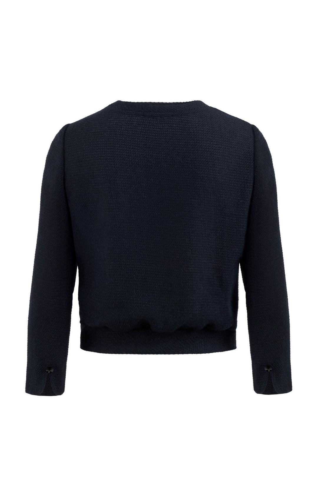 CANELLA NAVY BLUE TEXTURED ALPACA-WOOL LONG SLEEVE BLOUSE