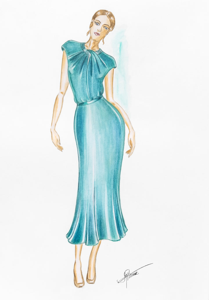 FINE ART PRINT: CLUSIA DRESS FASHION SKETCH