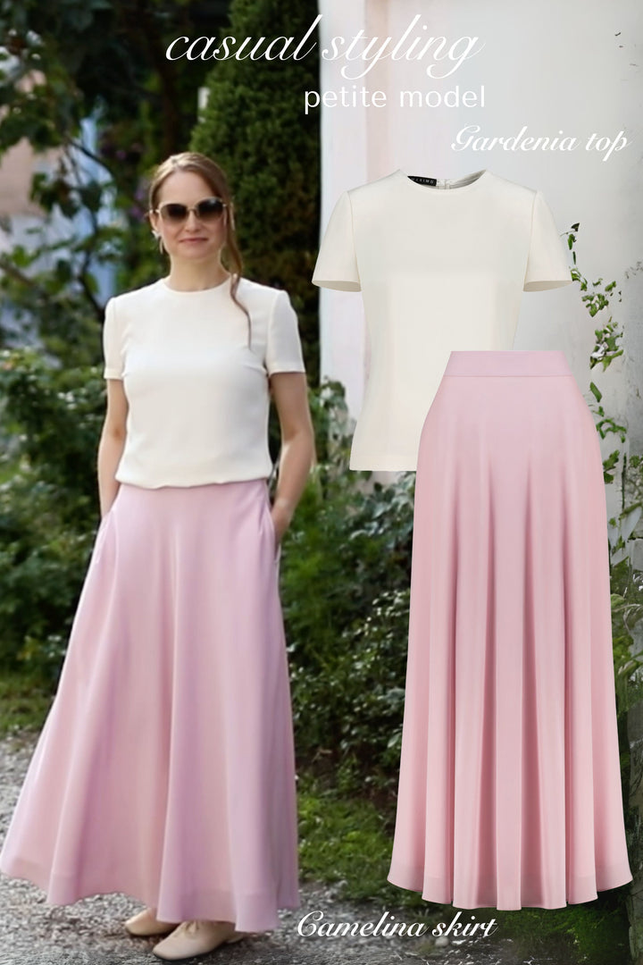 CAMELINA PINK SILK MAXI SKIRT