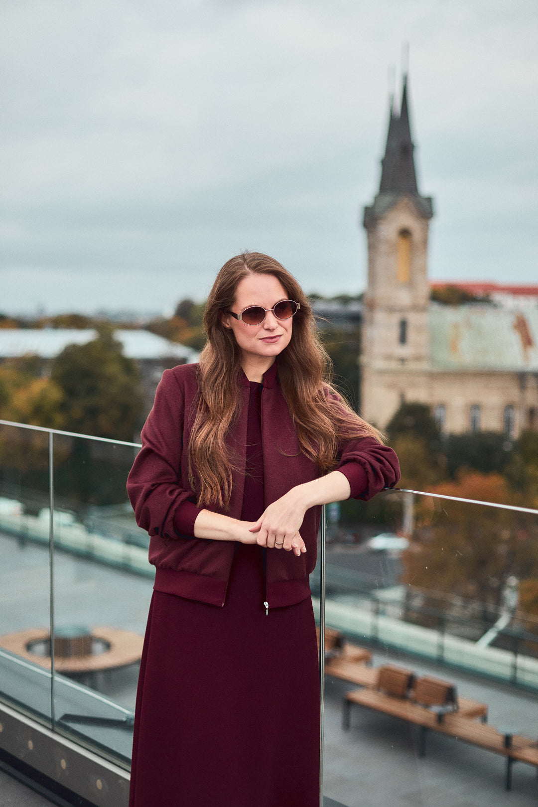 JASIONE BURGUNDY CASHMERE BOMBER JACKET