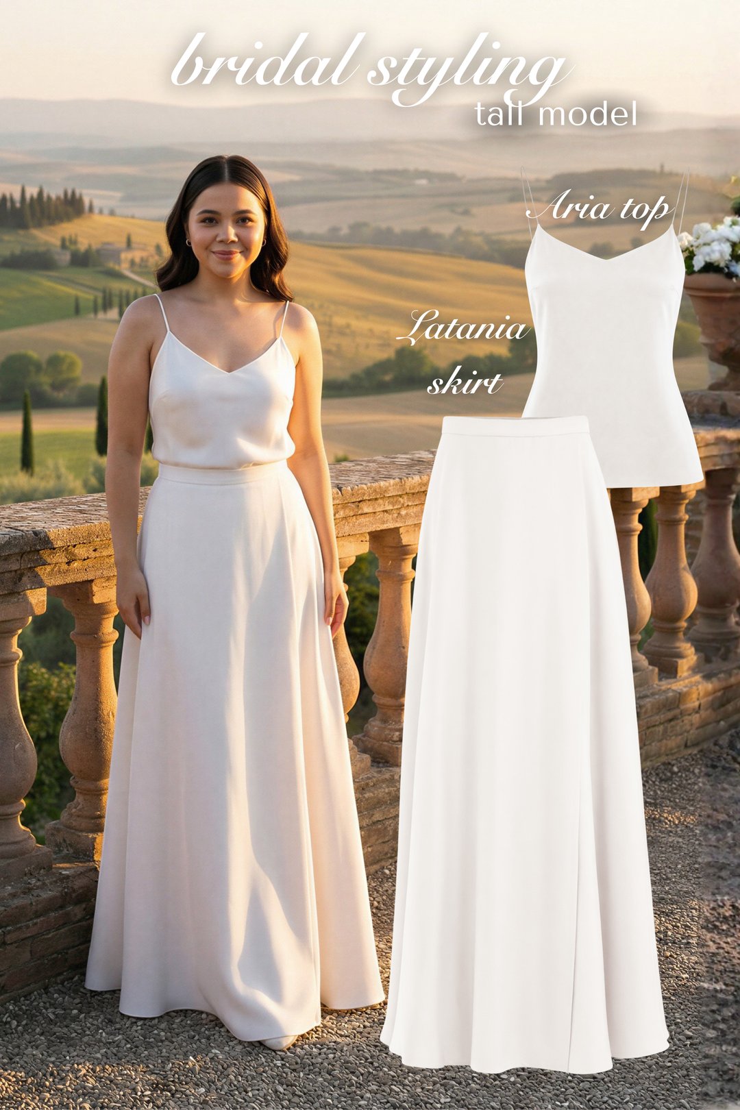 LATANIA IVORY SILK A-LINE MAXI SKIRT