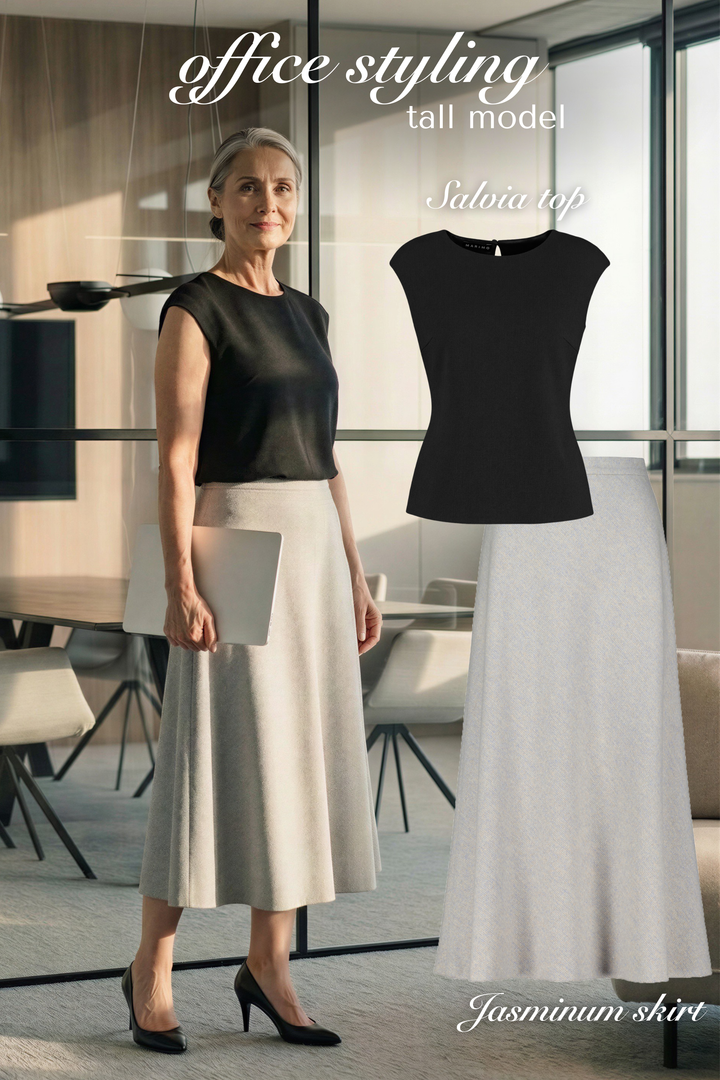 SALVIA BLACK WOOL CREPE BLOUSE