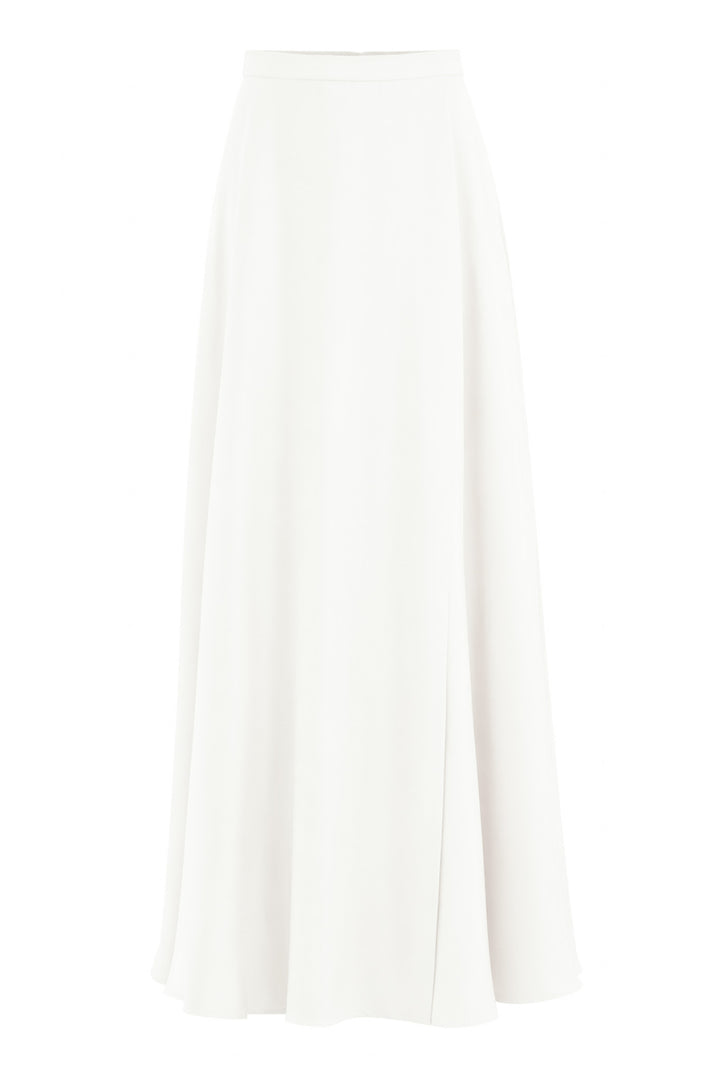 LATANIA IVORY SILK A-LINE MAXI SKIRT