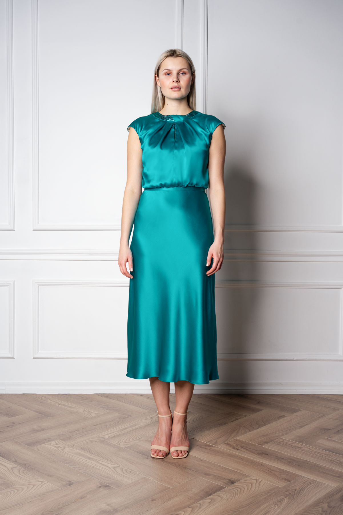 teal silk dress Maxi Slip Length from bust to hem of size S Dark Teal Bridesmaid Dress Matte