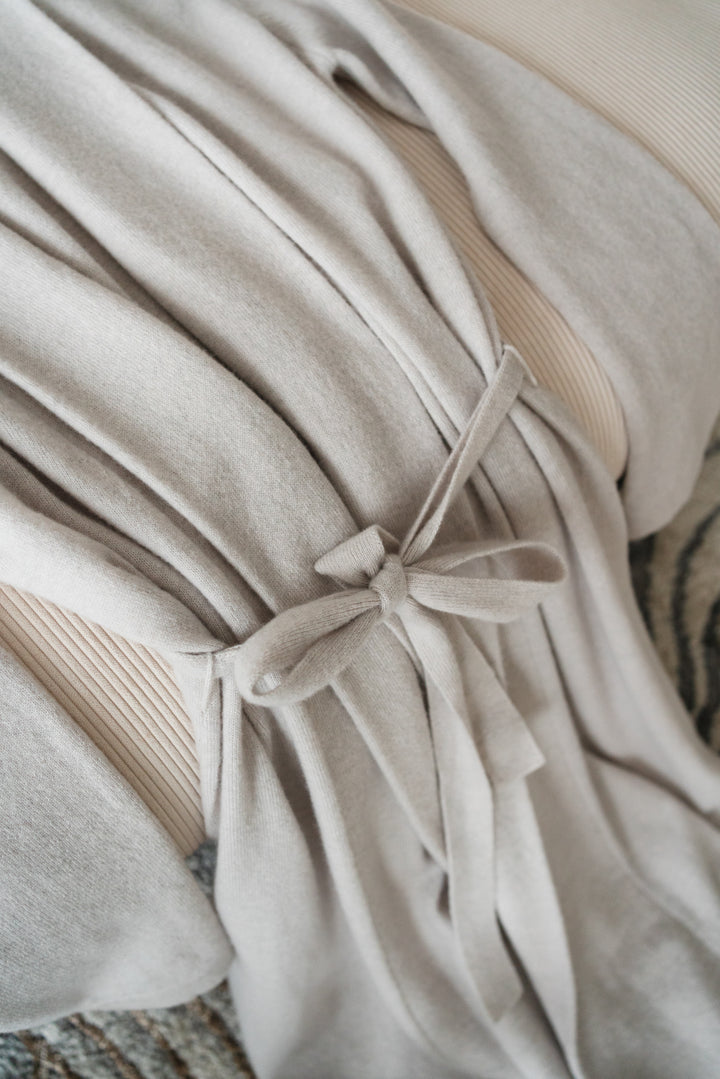 ELEOCHARIS LONG PALE BEIGE CASHMERE CARDIGAN