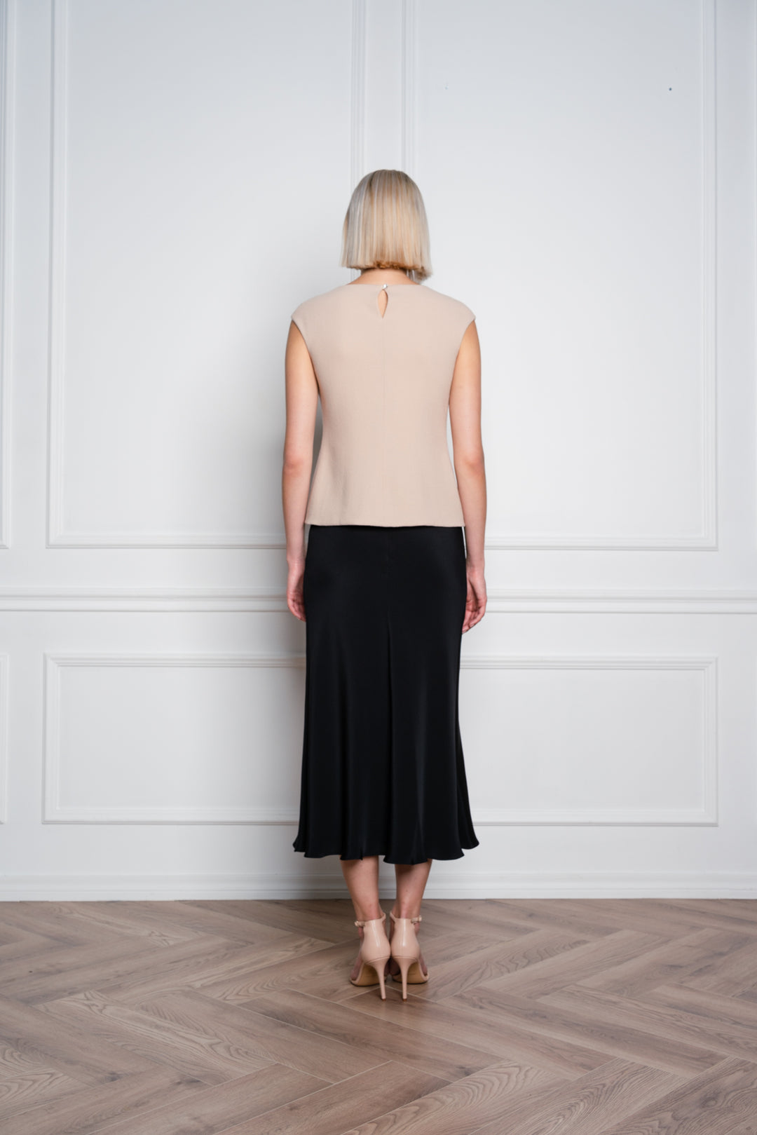 GLADIOLUS BLACK SILK SLIP SKIRT