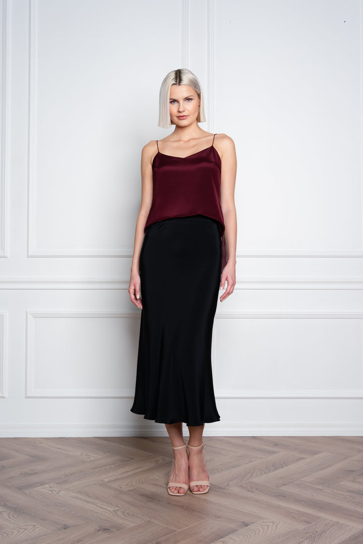 GLADIOLUS BLACK SILK SLIP SKIRT