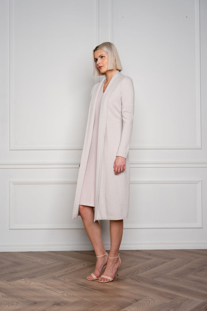 ELEOCHARIS LONG PALE BEIGE CASHMERE CARDIGAN