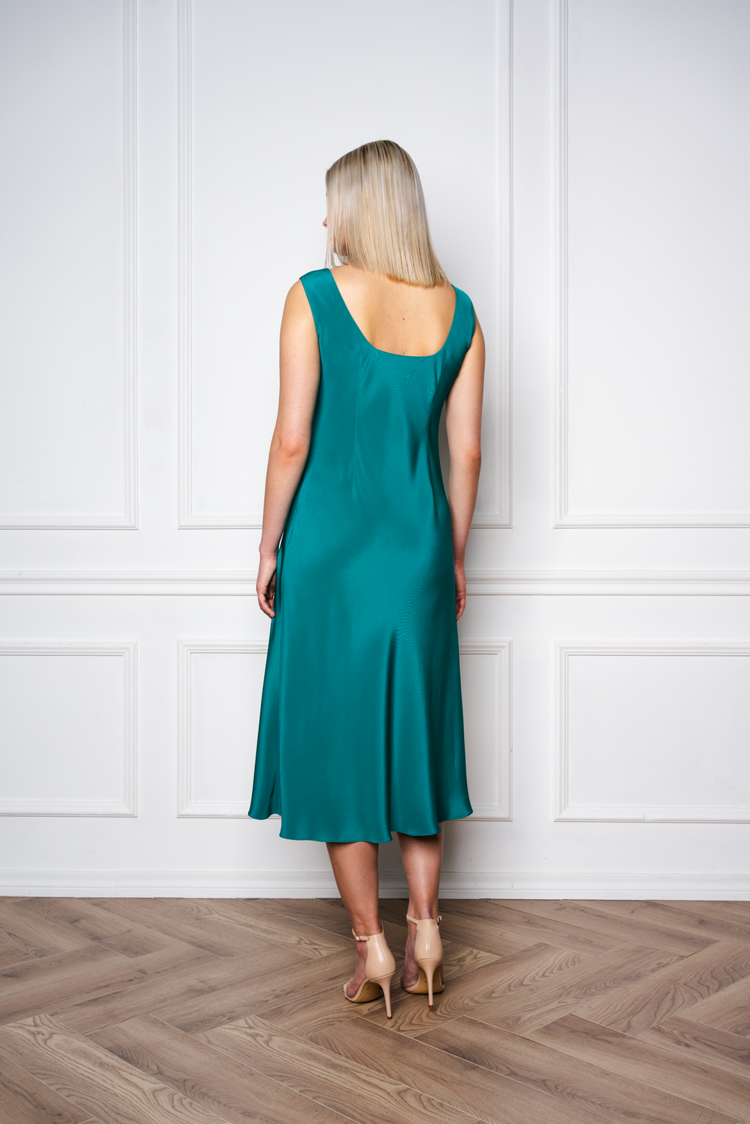 ALOCASIA TEAL SILK SLIP DRESS