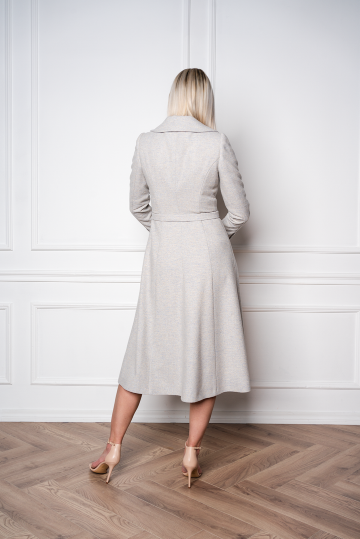 LOTUS GRAY WOOL-CASHMERE TWEED COAT DRESS