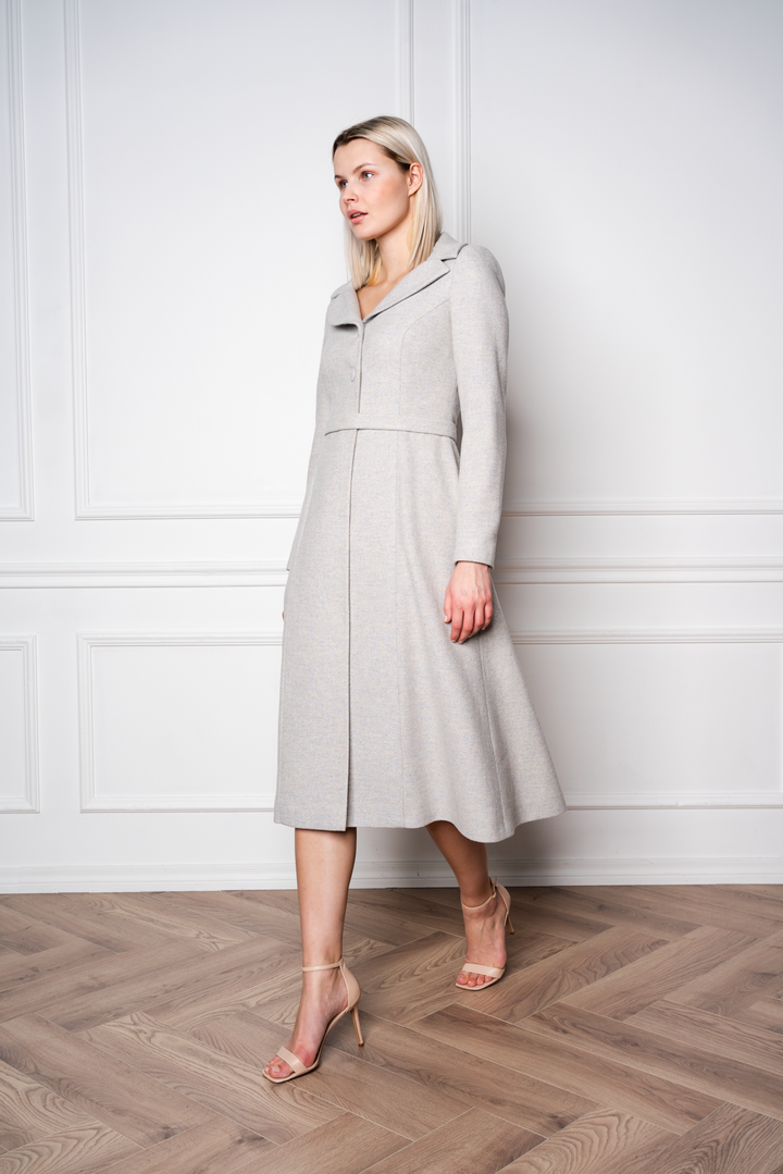 LOTUS GRAY WOOL-CASHMERE TWEED COAT DRESS