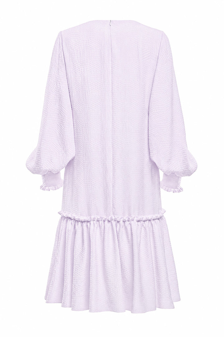 DAPHNE LAVENDER SILK JACQUARD DRESS WITH SLEEVES