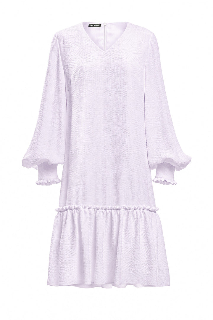 DAPHNE LAVENDER SILK JACQUARD DRESS WITH SLEEVES