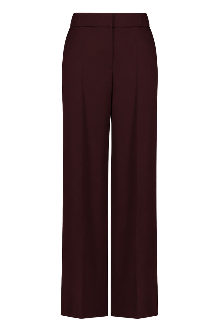 ALPINIA DARK BURGUNDY FINE WOOL WIDE-LEG SUIT PANTS