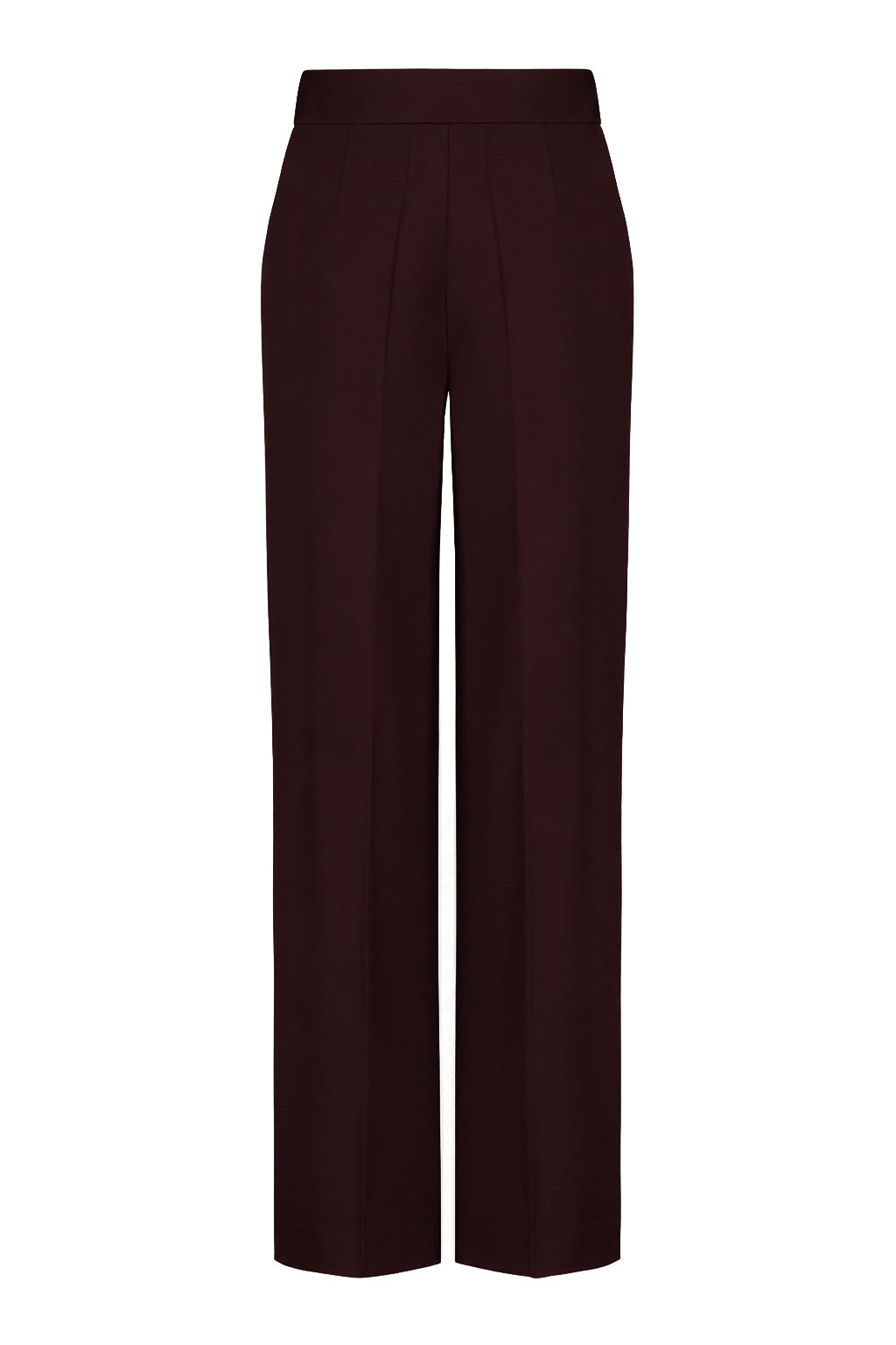 ALPINIA DARK BURGUNDY FINE WOOL WIDE-LEG SUIT PANTS
