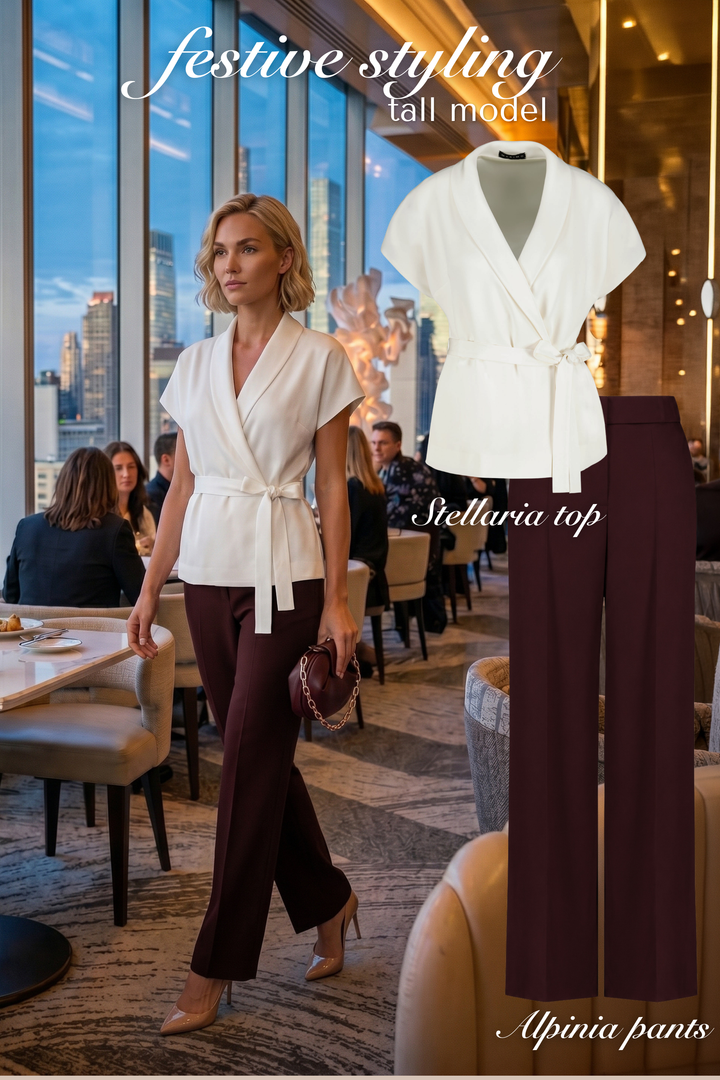 ALPINIA DARK BURGUNDY FINE WOOL WIDE-LEG SUIT PANTS