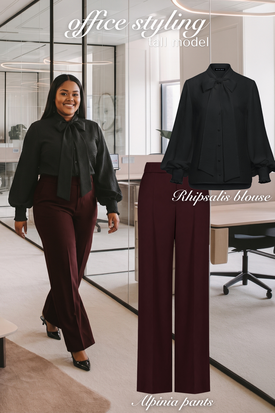 ALPINIA DARK BURGUNDY FINE WOOL WIDE-LEG SUIT PANTS