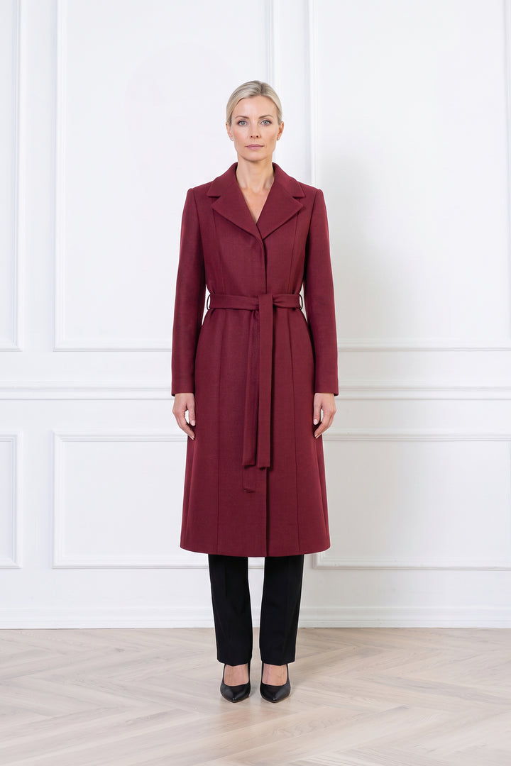 EPISCIA DEEP RED DOUBLE WOOL FLANNEL COAT