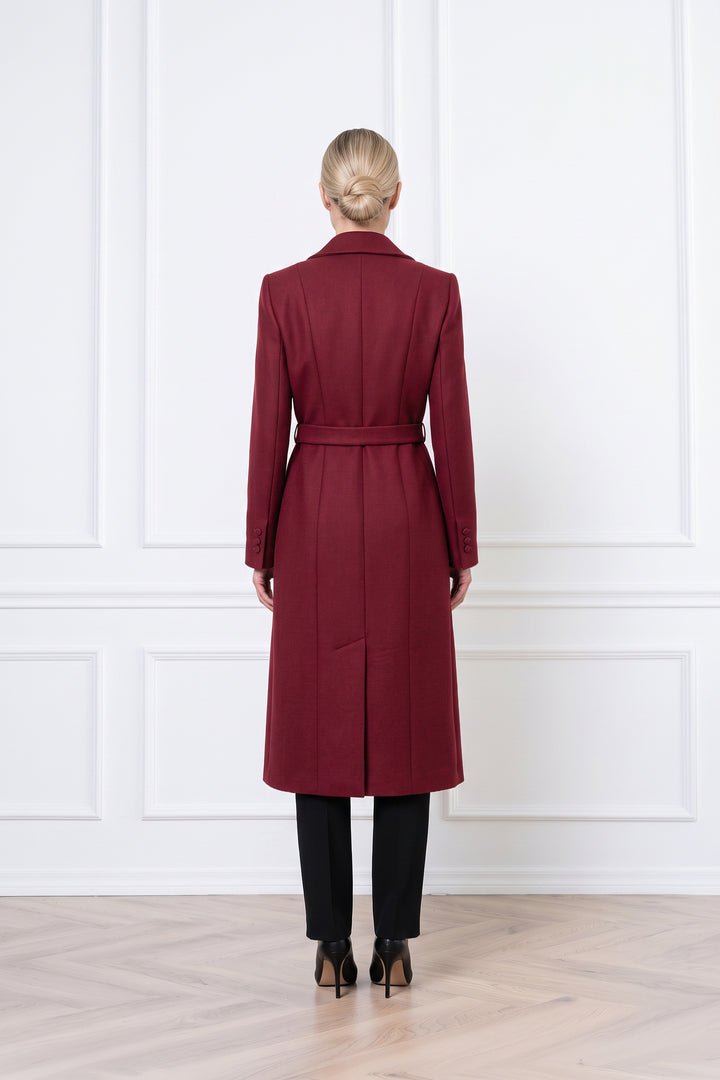 EPISCIA DEEP RED DOUBLE WOOL FLANNEL COAT