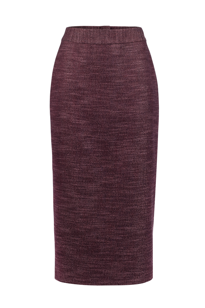LAGETTA DUSTY PLUM PURPLE WOOL-BAMBOO MIDI PENCIL SKIRT