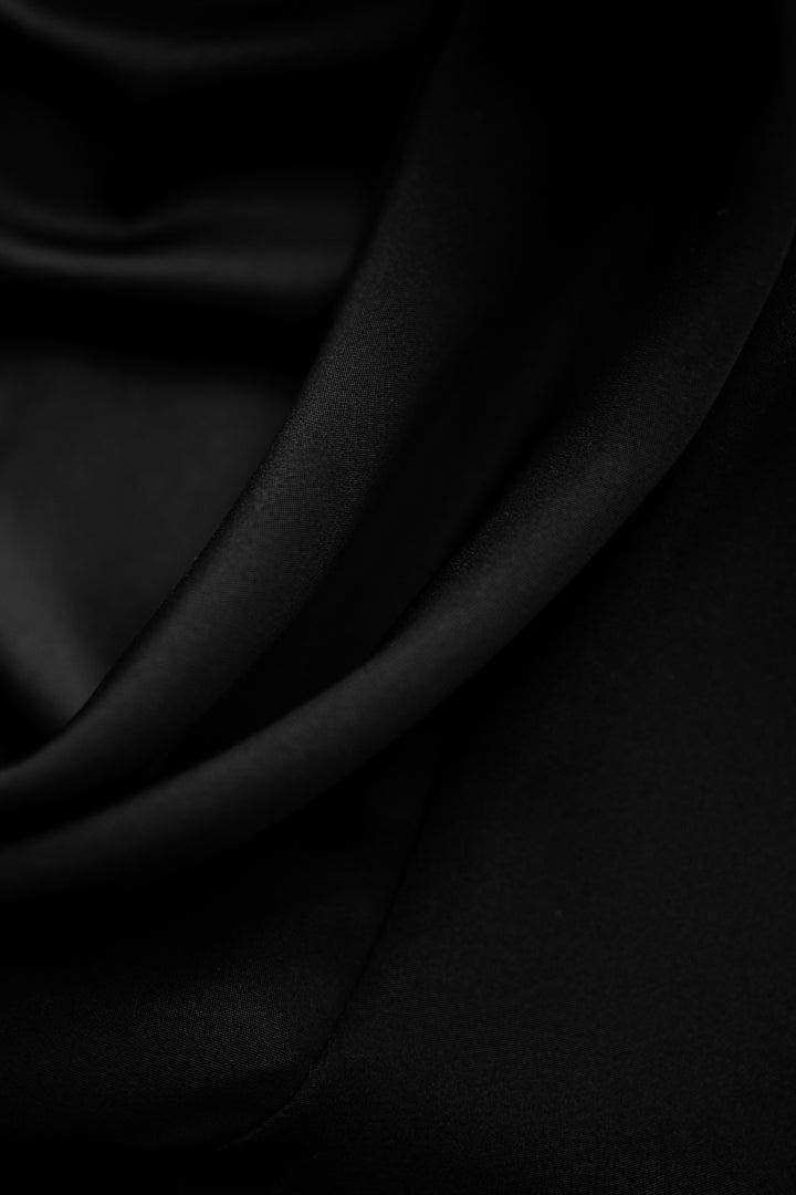 CASSINIA BLACK SILK COWL BACK TOP